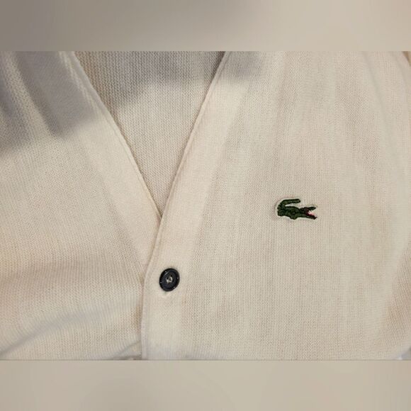 Lacoste Cream Cardigan Sweater - Picture 9 of 10